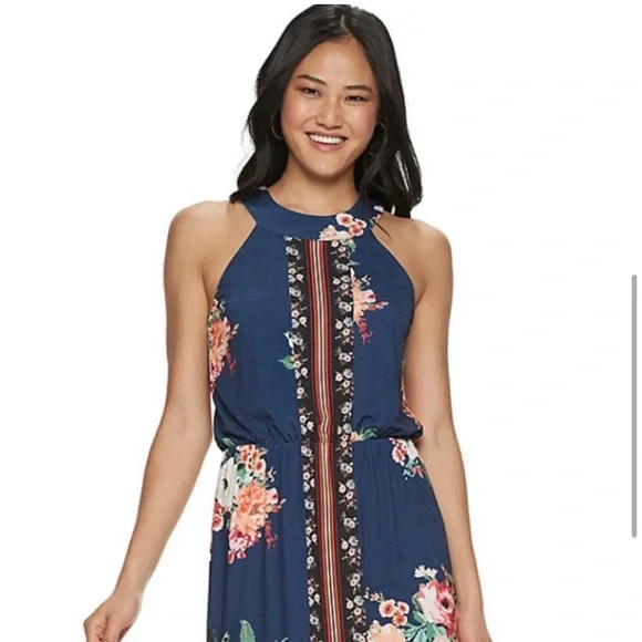 sachin and babi light blue dress Women's London Times Floral Squareneck Puff Sleeve Empire Waist Midi Dress main image 1